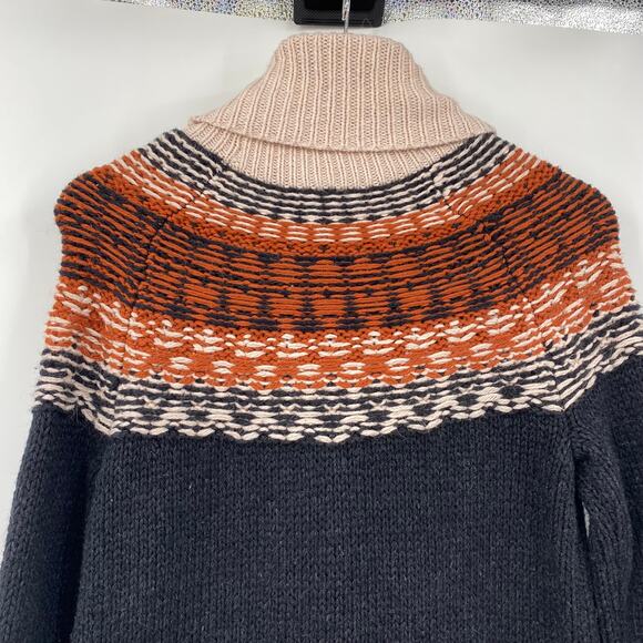Madewell Turtleneck Sweater Dress Cotton Alpaca Fair Isle Pattern Mini Black XS - Picture 6 of 9